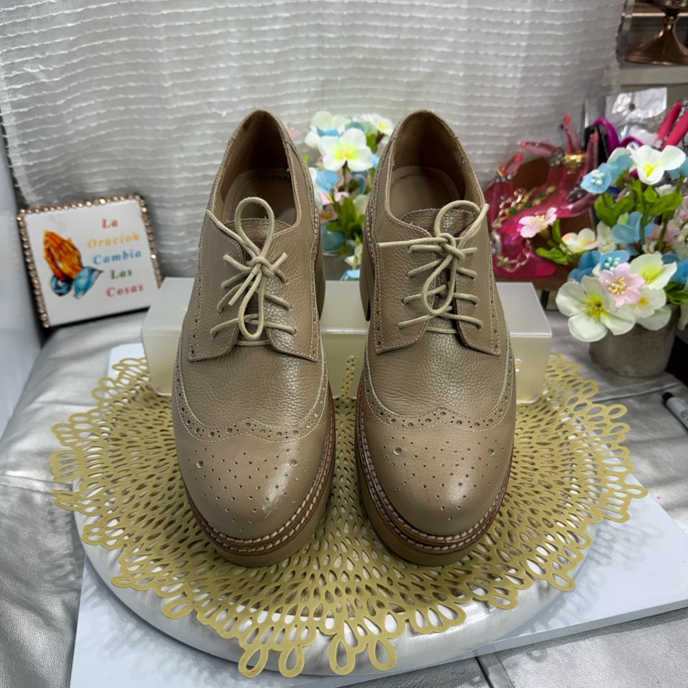 (E) DONNA CATTIVA Women's Platform Oxford Shoes leather with Laces,Size 7/6.5USA - Picture 2 of 13
